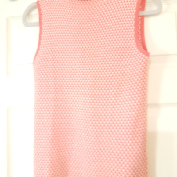 Grifflin Paris Womens Pink/Cream Sleeveless Mock Neck Sweater Size Medium - Picture 2 of 5